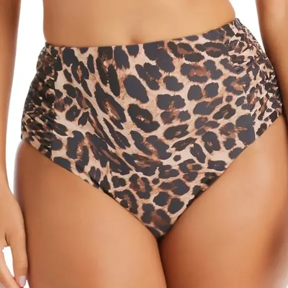 Bar III Womens Cheetah Print High Waist Full Coverage Swim Bottoms Brown Size XL - Picture 1 of 3